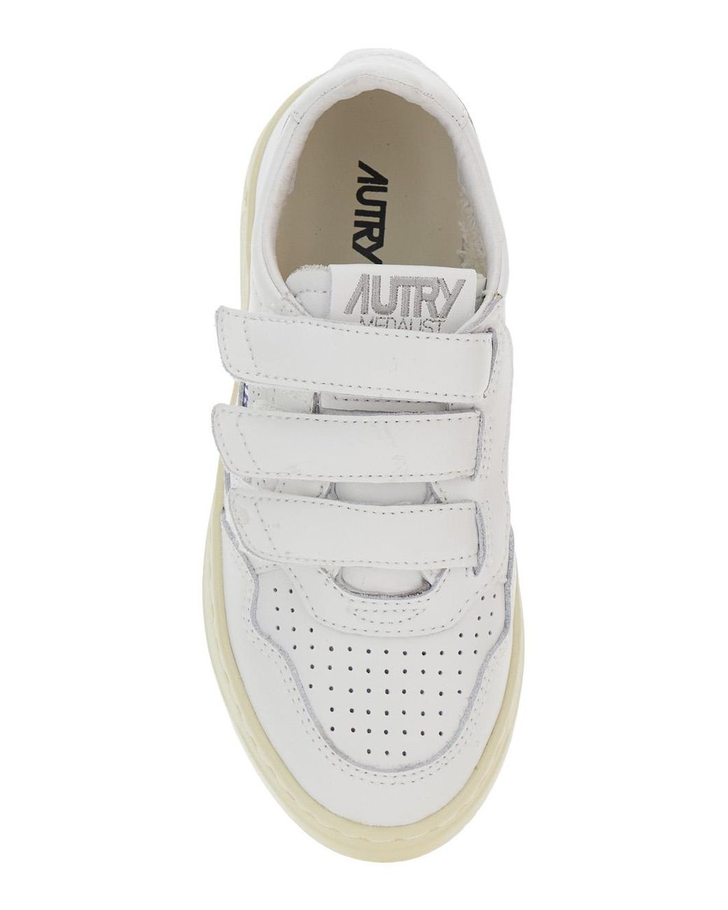 Autry White Kidstripes Low Top Sneakers With Logo Patch Cow Leather Trainers for men