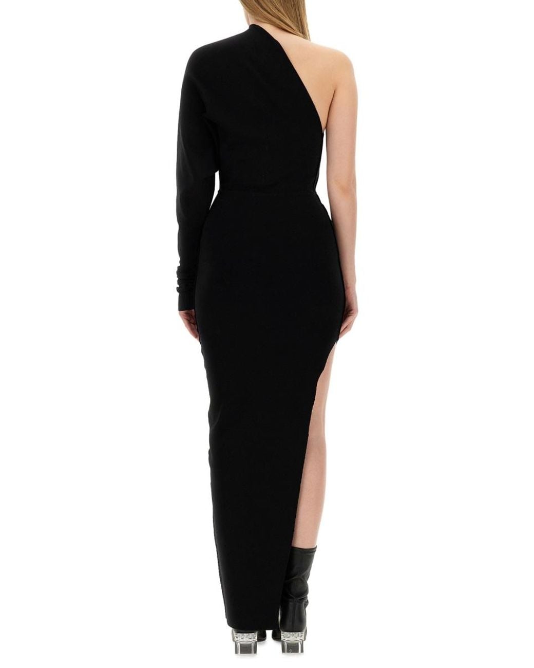 Rick Owens Black One-Shoulder Dress Viscose