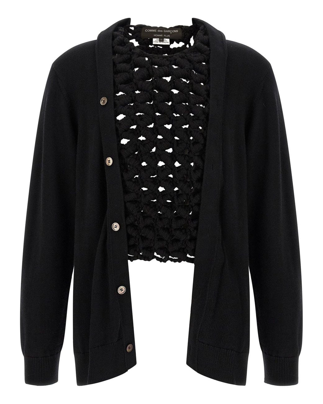 Comme des Garçons Black Macramé-Textured Wool Cardigan for men