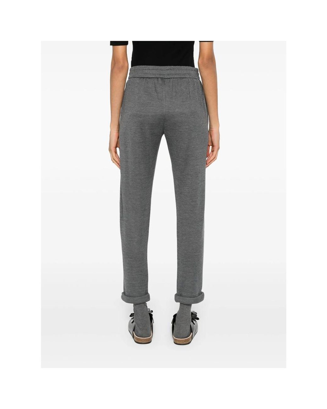 Brunello Cucinelli Gray Monili-Detail Track Pants