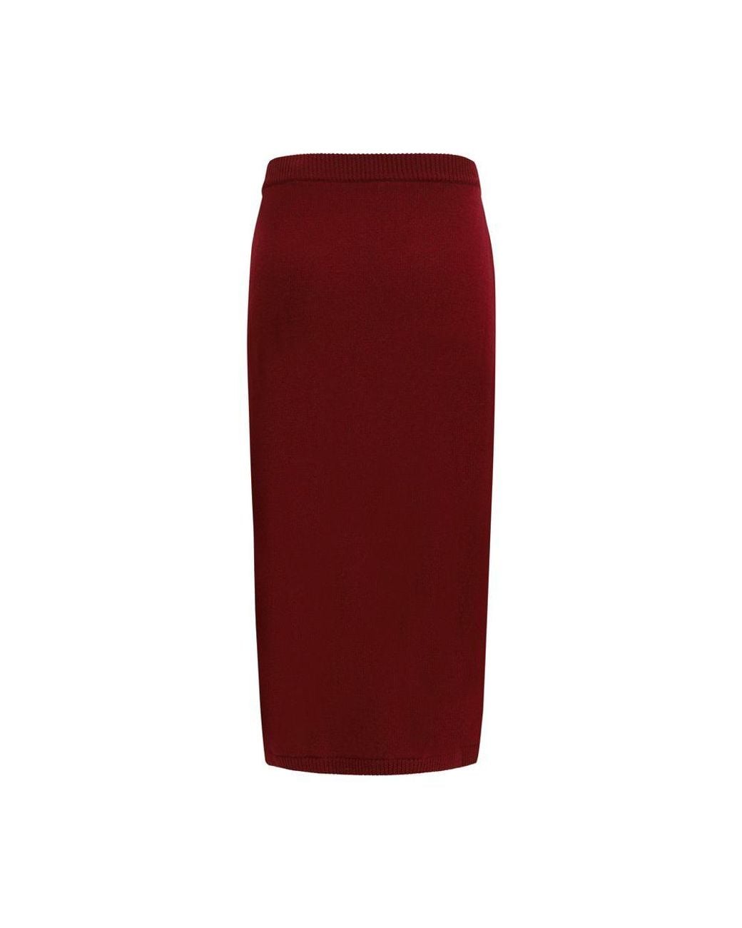 Alessandra Rich Red Bordeaux Wool Oves Aries Midi Skirt