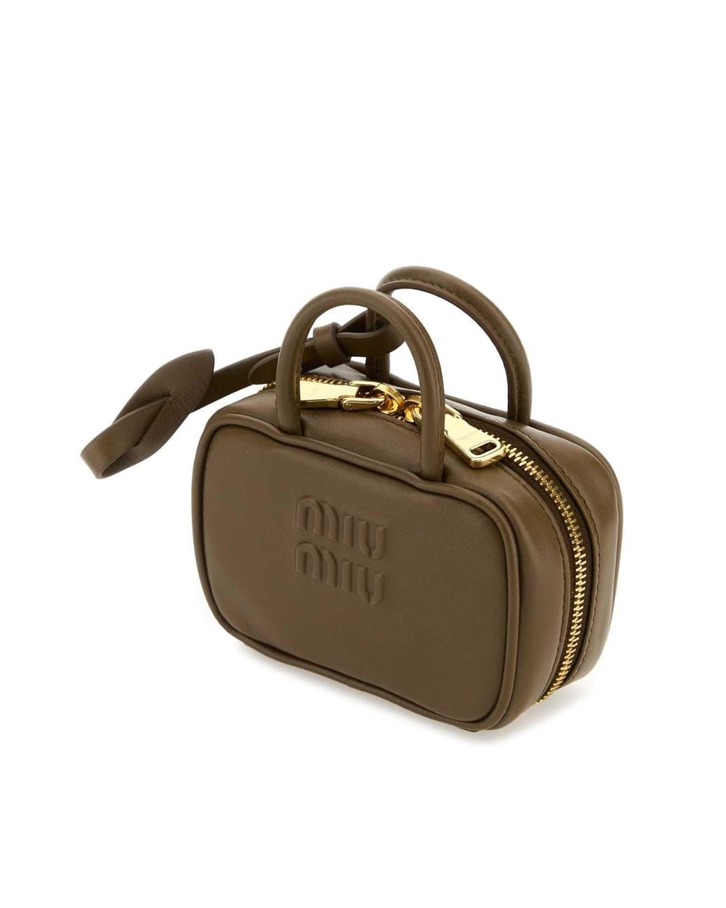 Miu Miu Brown Miu Miu Logo-Embossed Leather Mini Bag