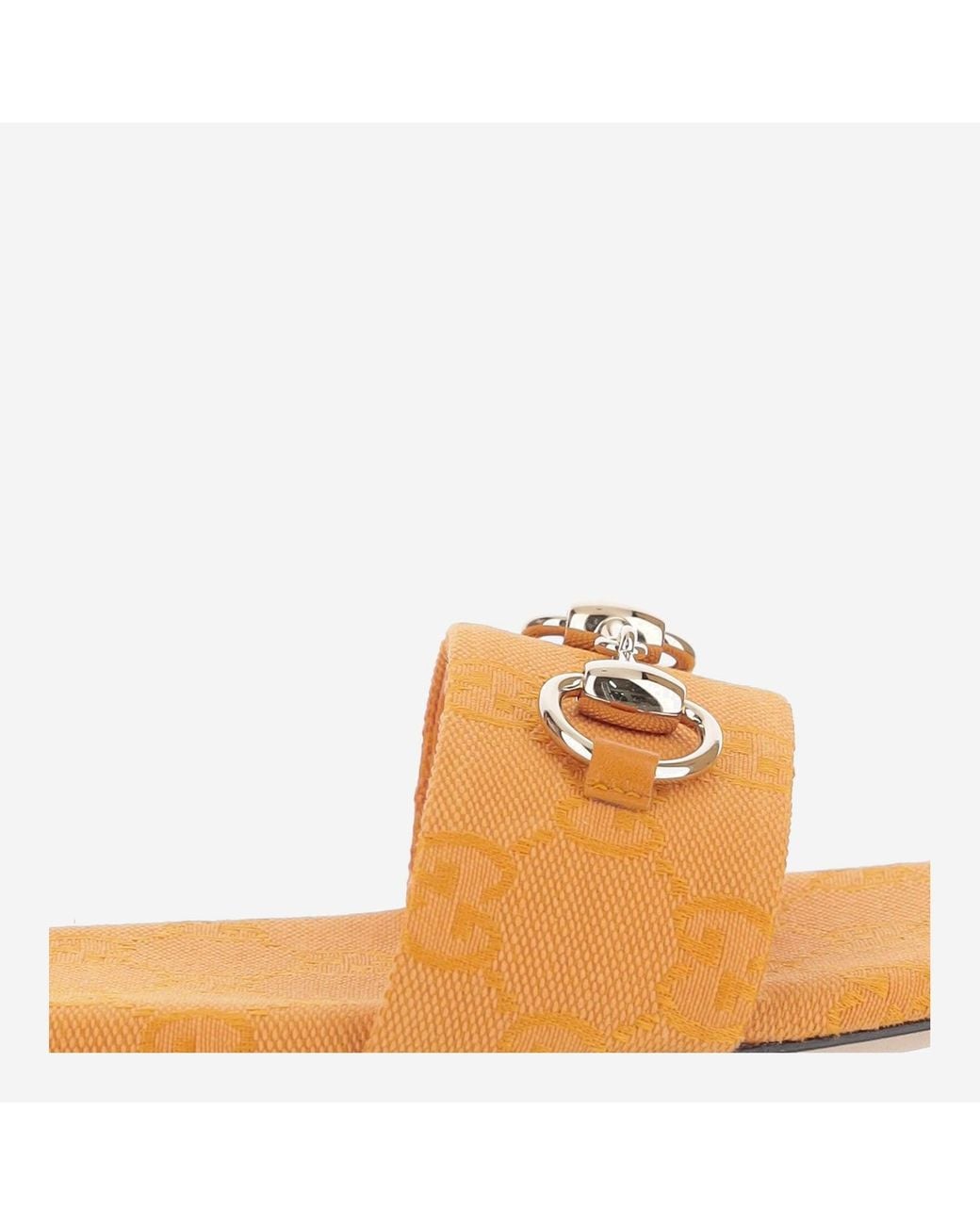 Gucci Orange Canvas Slide Sandals Fabric