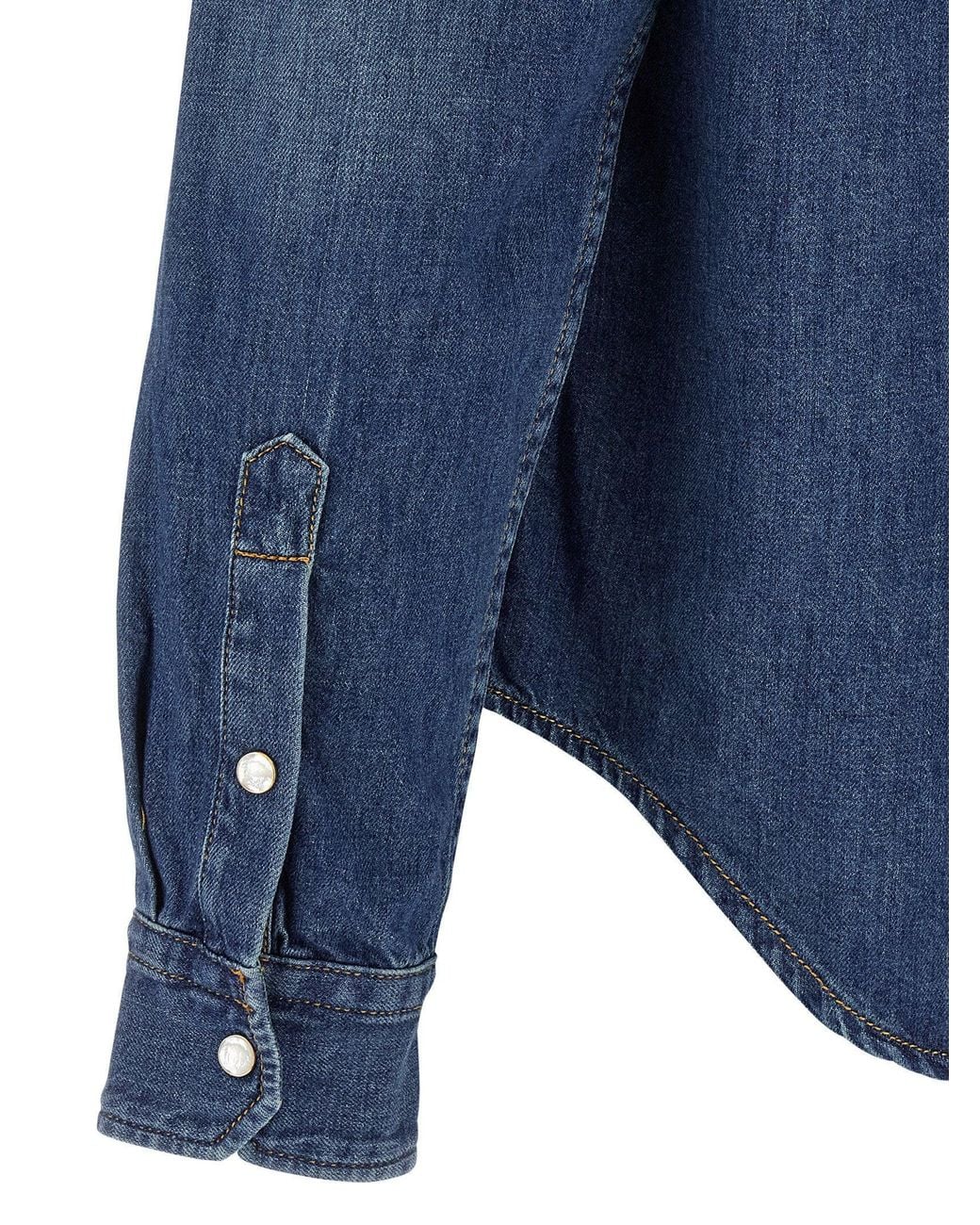 Versace Blue Medusa Patch Denim Shirt