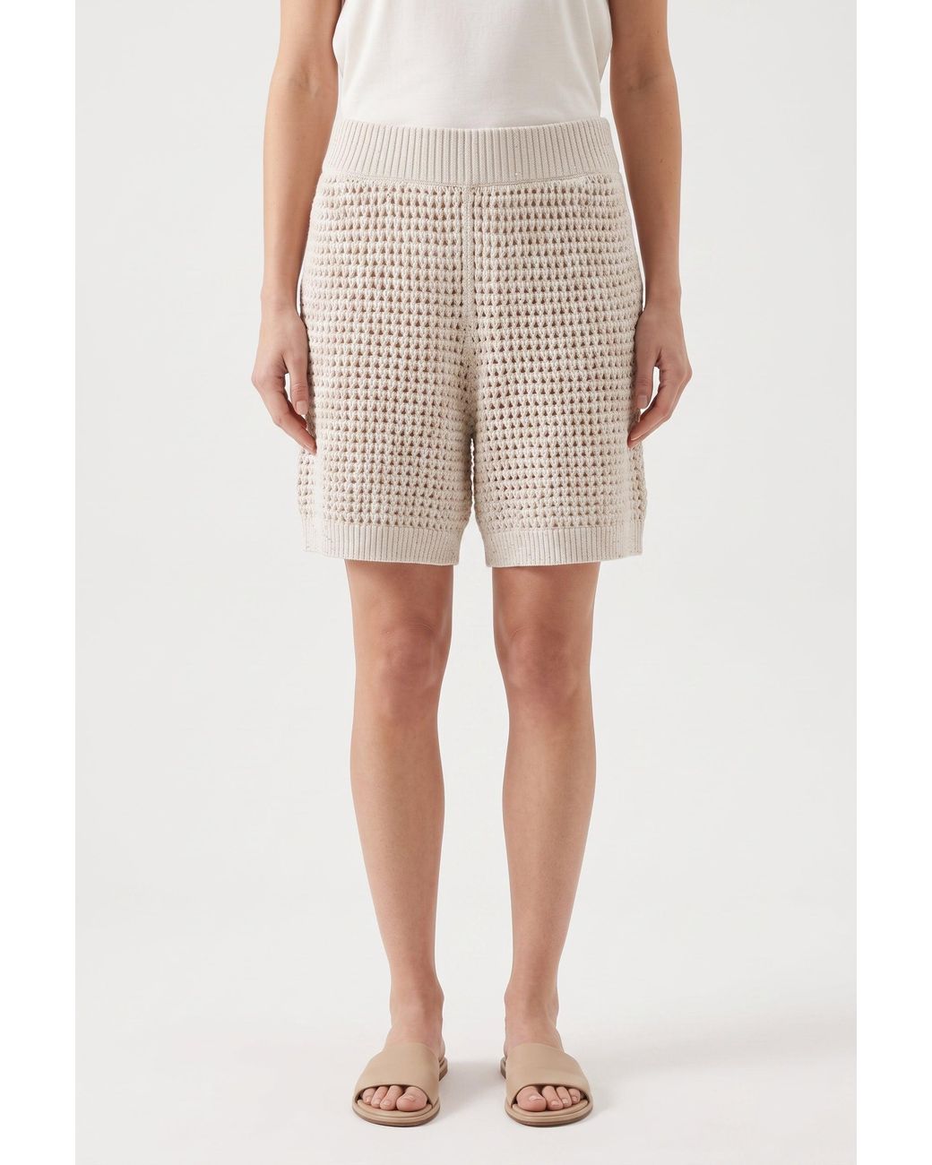 Brunello Cucinelli Natural Off Knit Shorts