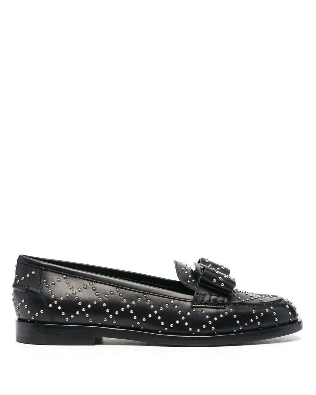 Ferragamo Black Viva Studded Loafers