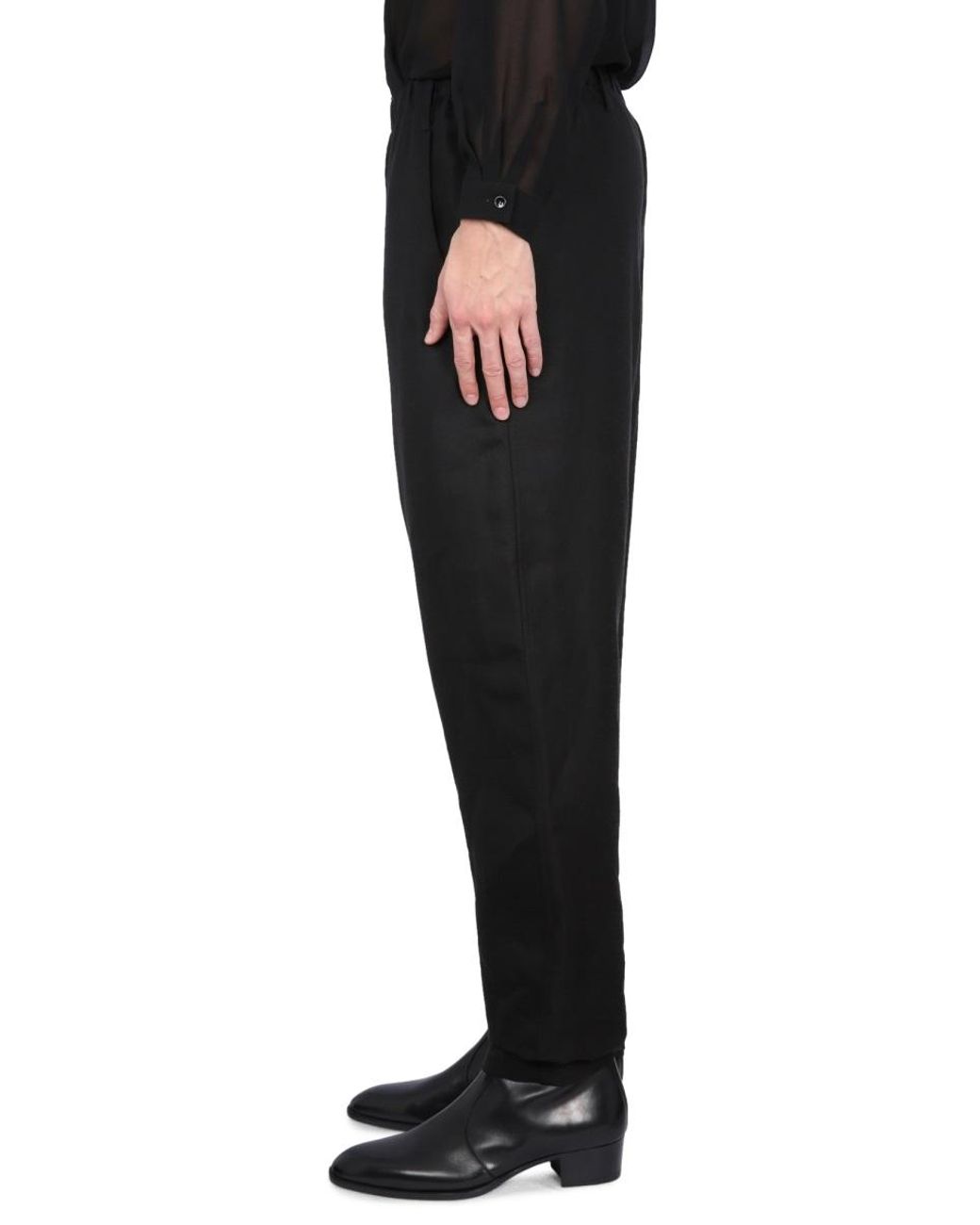 Saint Laurent Black High Waist Pants Viscose Trousers for men