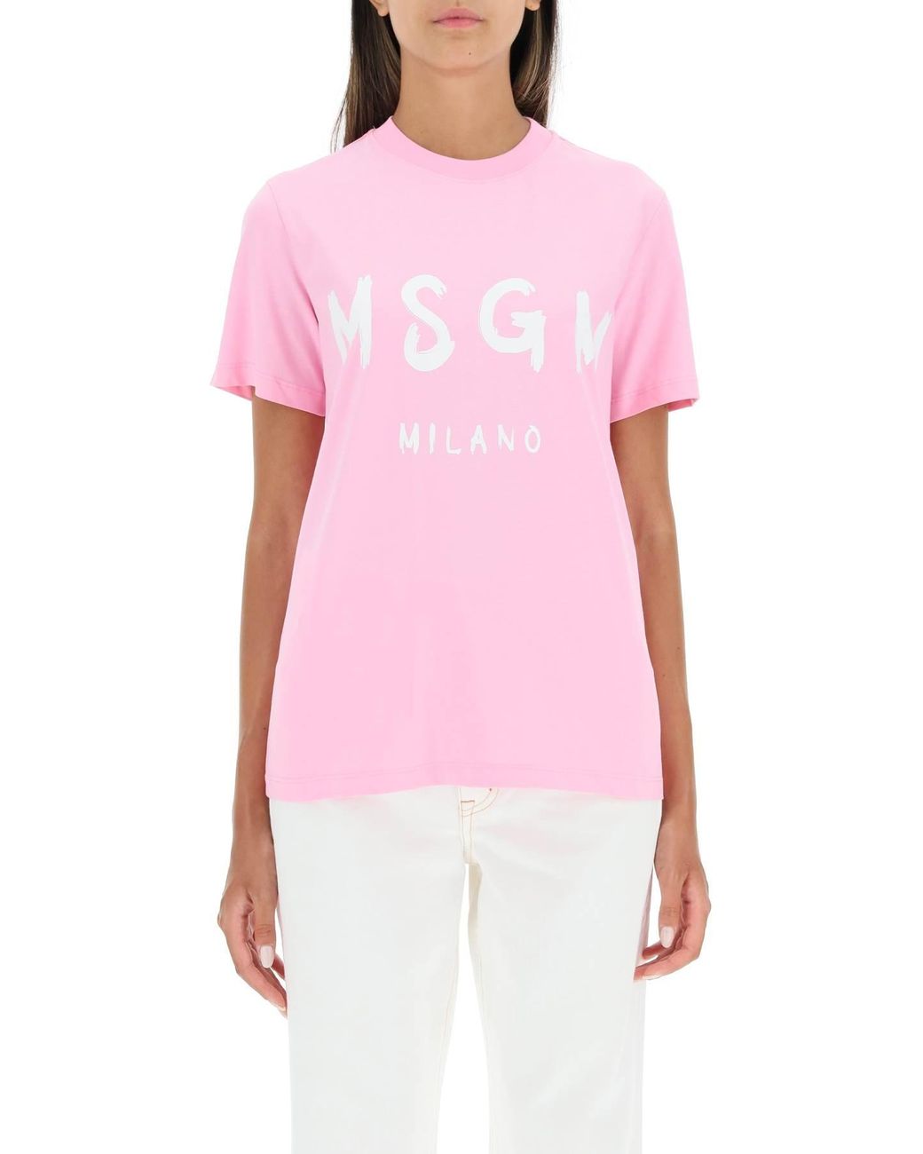 Msgm paint brushed logo t-shirt トップス Tシャツ・カットソー www ...