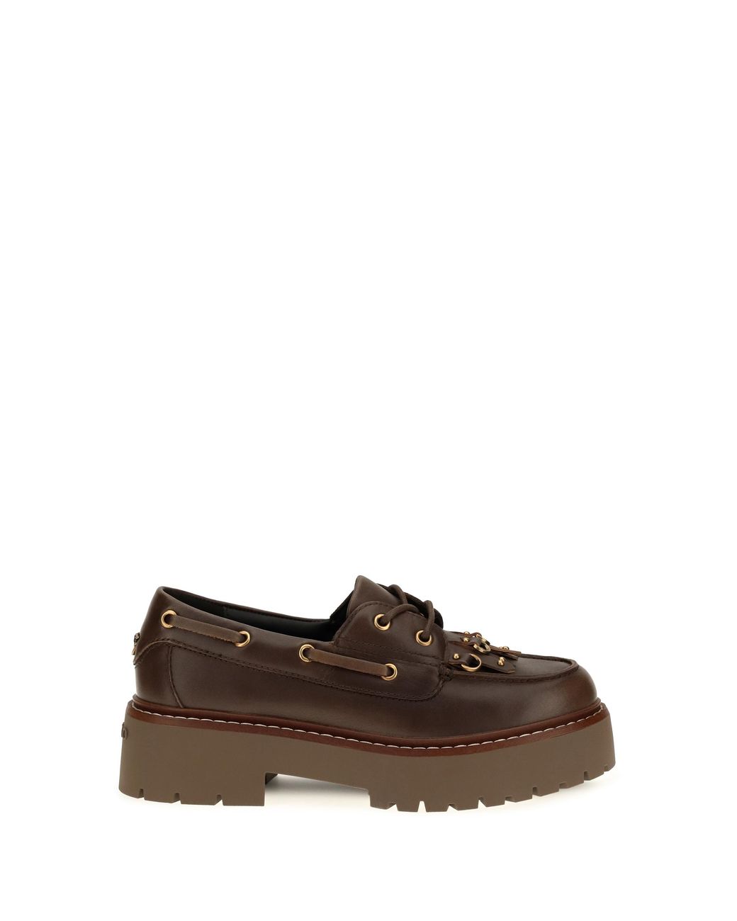 Pinko Brown Margaret 01 Brushed Leather Loafers
