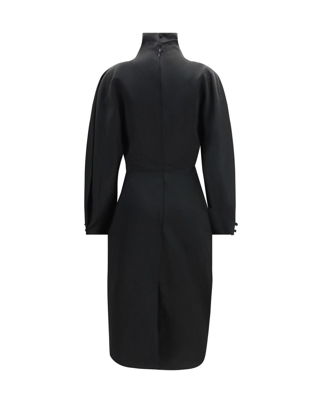 Khaite Black Harlin Draped Ramie-Blend Satin Dress Acetate; Ramie