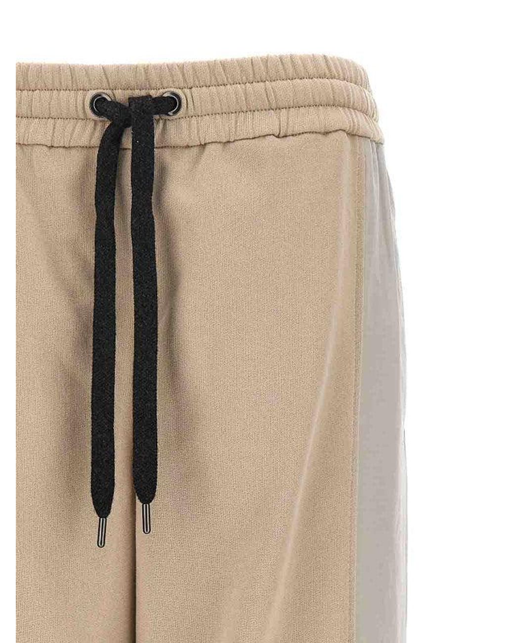 Brunello Cucinelli Natural Bicolor Cotton Athletic Pants