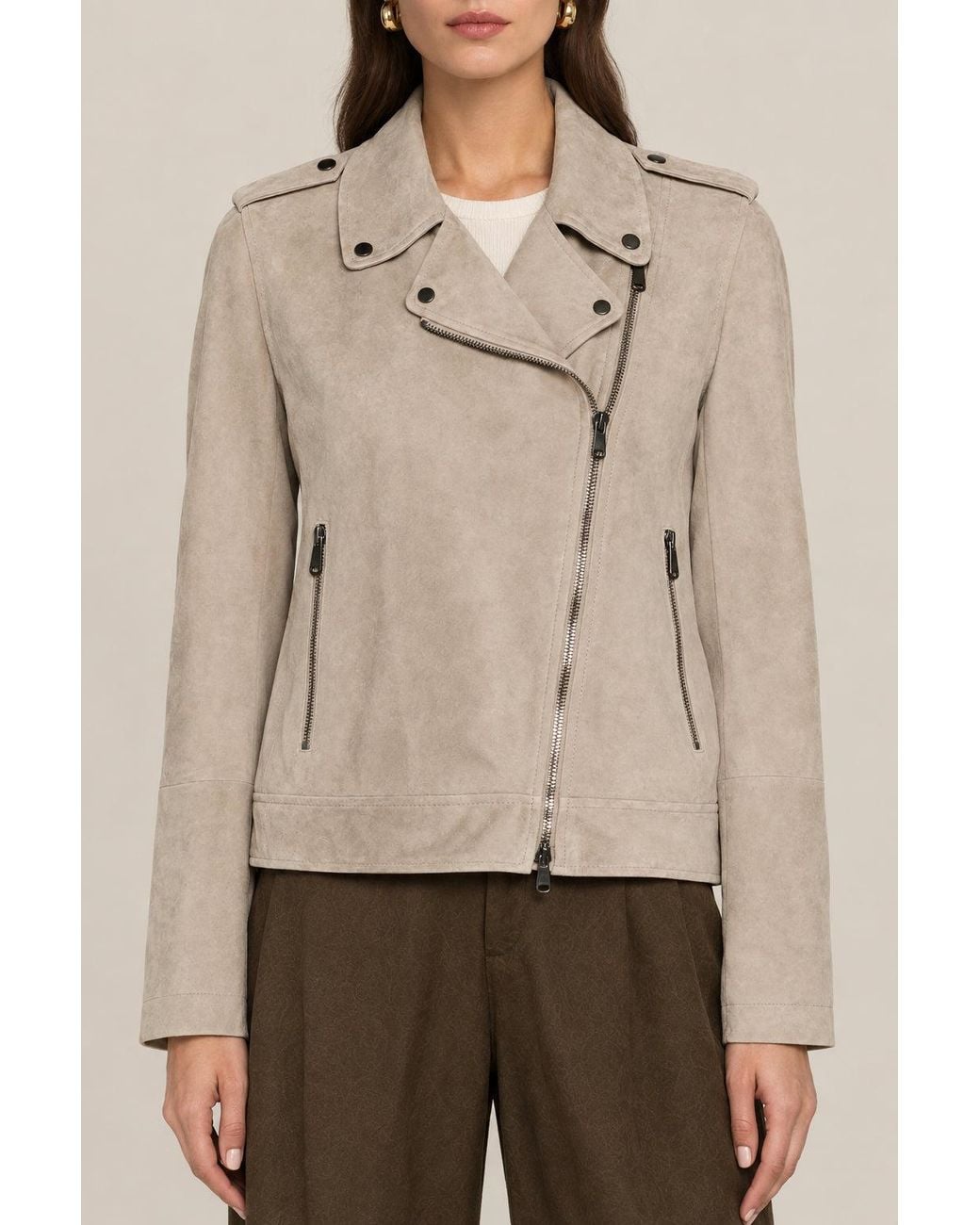 Brunello Cucinelli Natural Leather Biker Jacket
