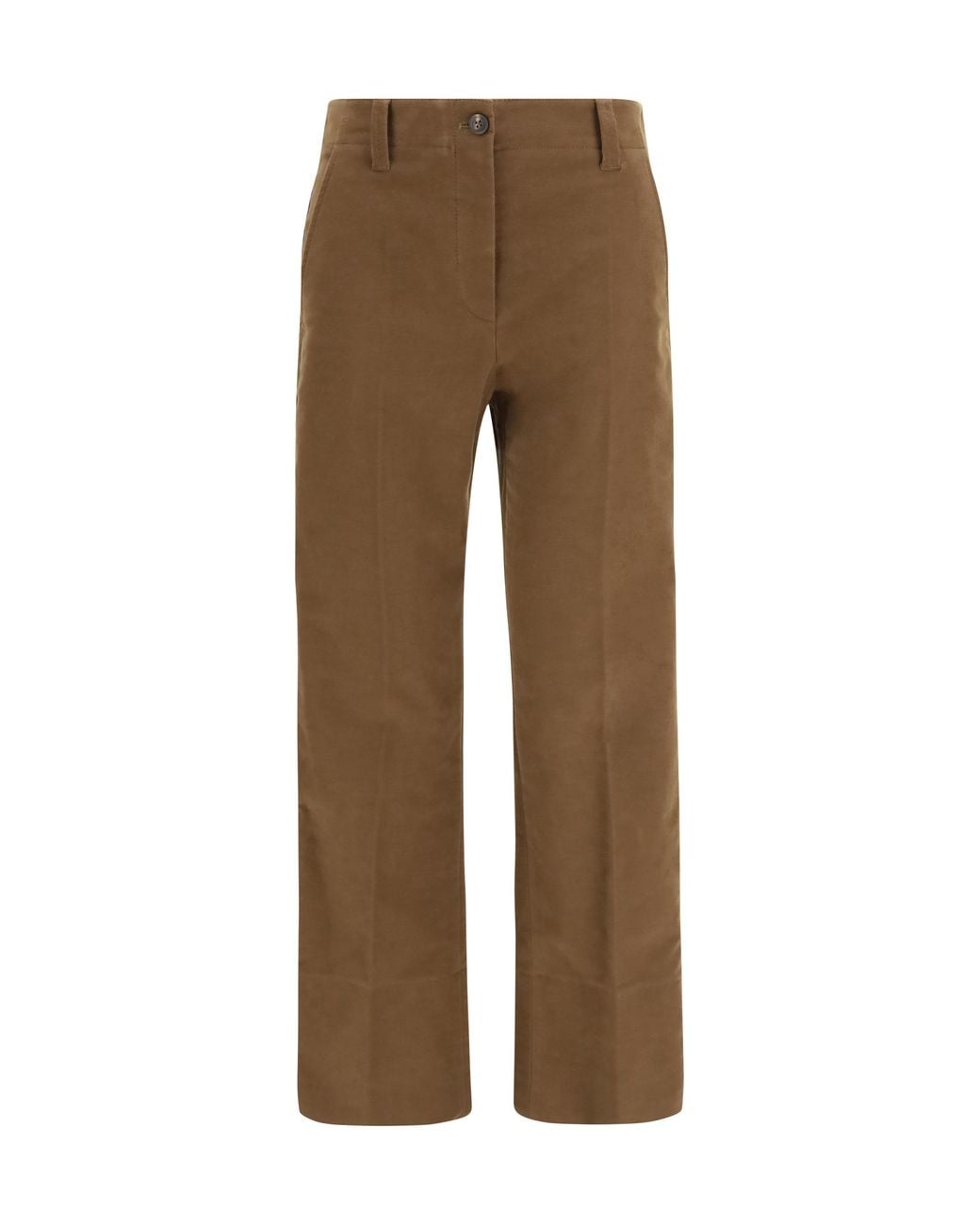 Brunello Cucinelli Brown Stretch Cotton Cigarette Trousers