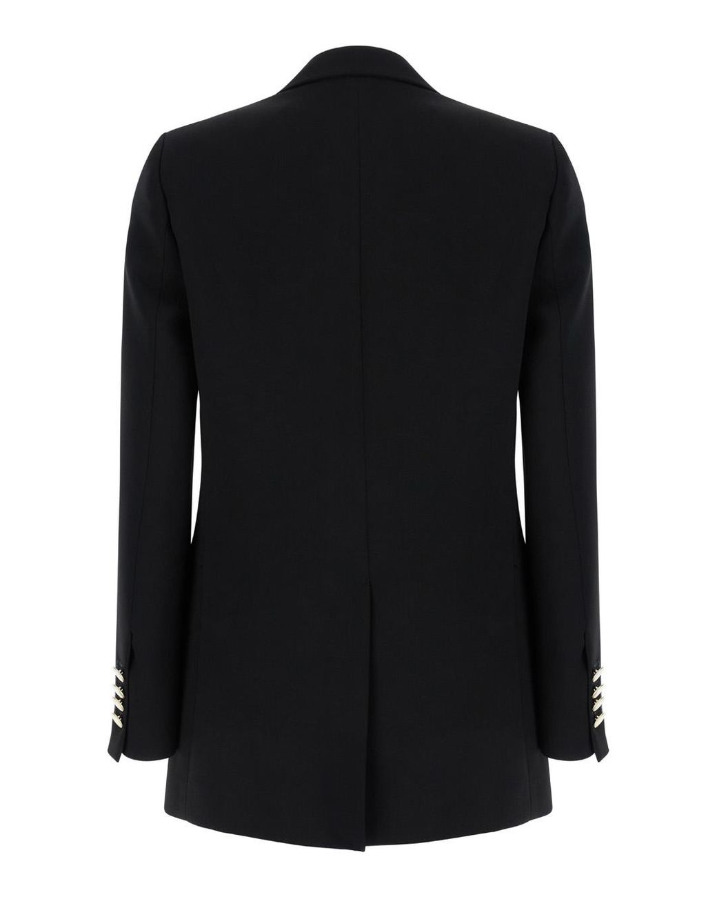 Le Plain Black Double-Breasted Jacket With Golden Buttons