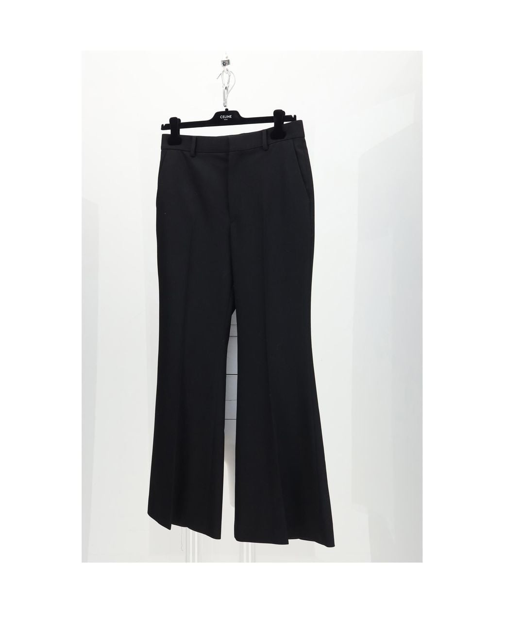 Céline Black Flare Trousers Kick 3D Wool