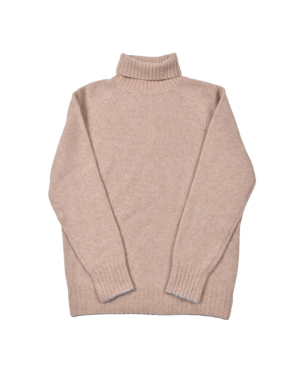 Brunello Cucinelli Pink Light Camel Wool Turtleneck Sweater for men