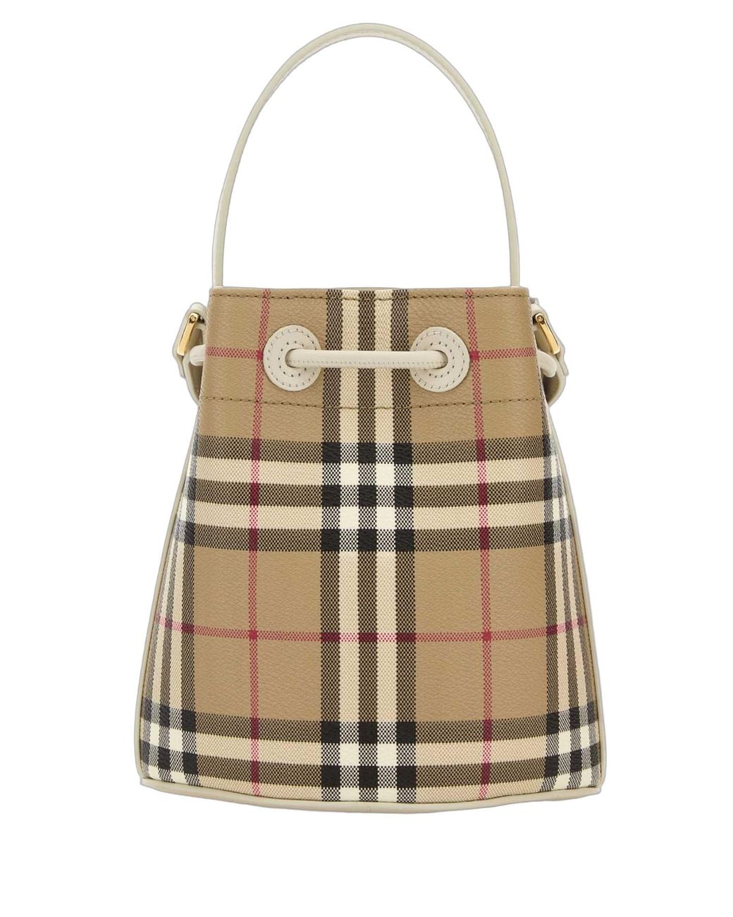 Burberry Burberry Signature Check Jacquard Top Handle Bag in Natural | Lyst
