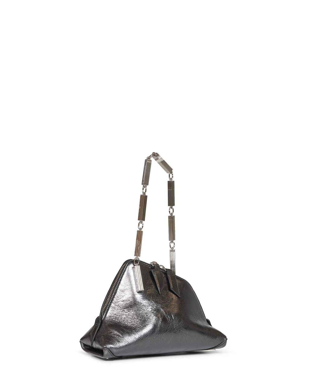 The Attico Gray Dark "La Scala" Clutch With Shoulder Strap