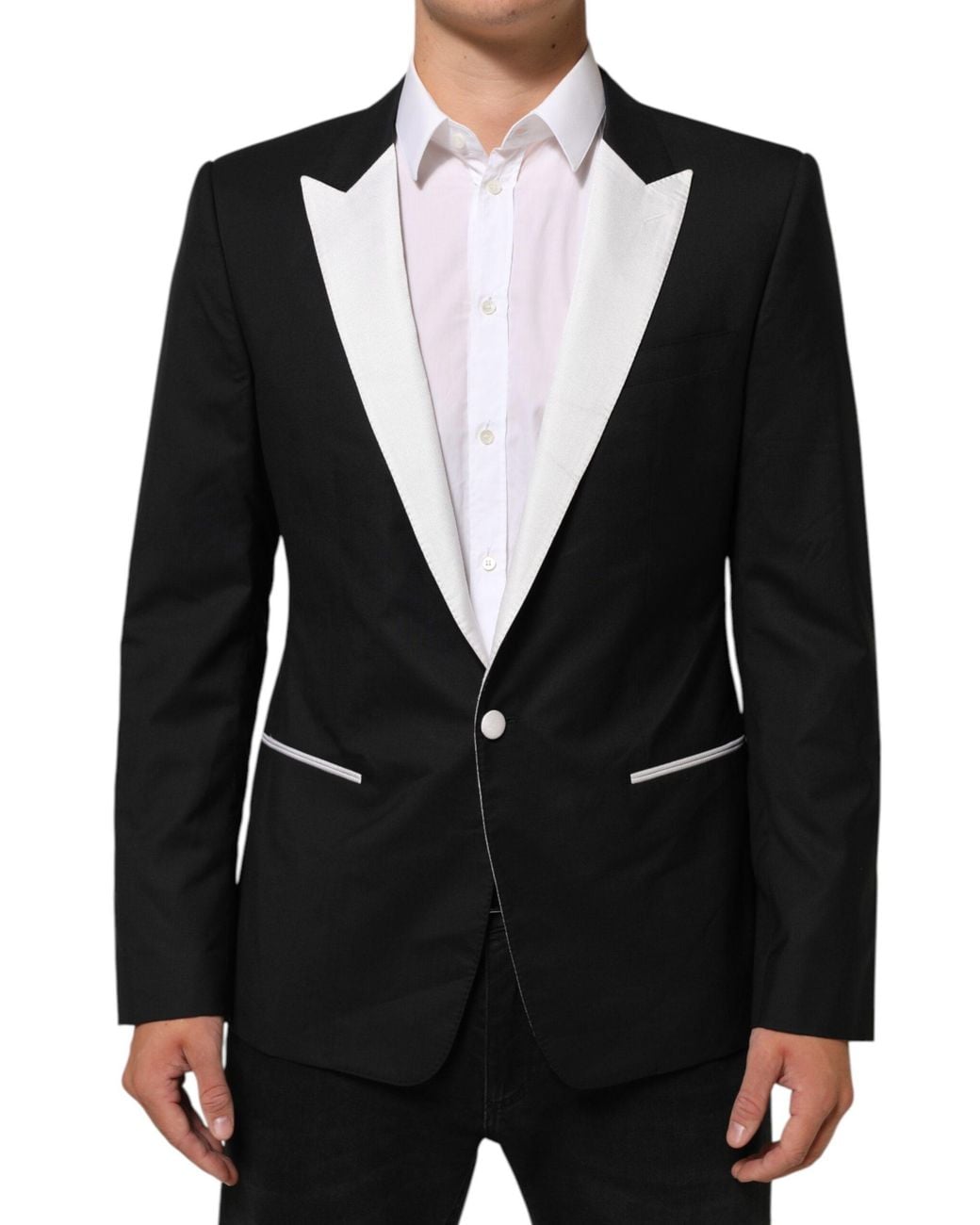 Dolce & Gabbana Black White Martini 1 Button Men Suit Blazer