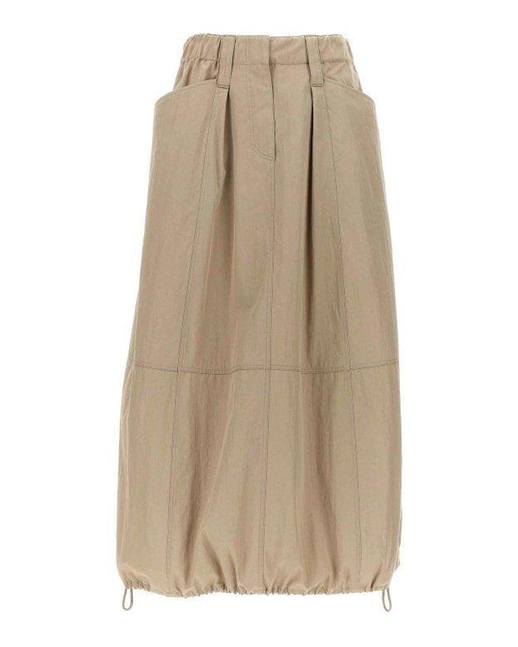 Brunello Cucinelli Natural Gathered Hem Skirt