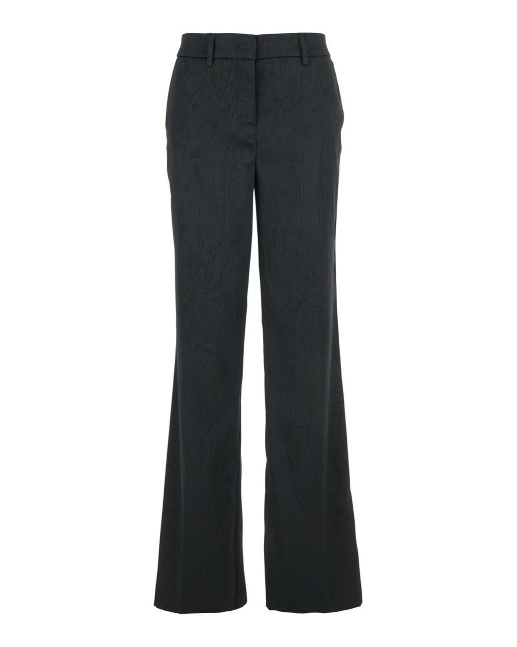Le Plain Black Trousers With Damask Effect