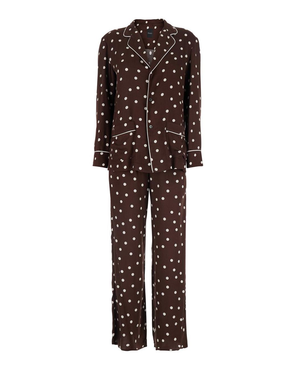 Le Plain Brown Polka Dot Suit Silk Blend Trouser Suits