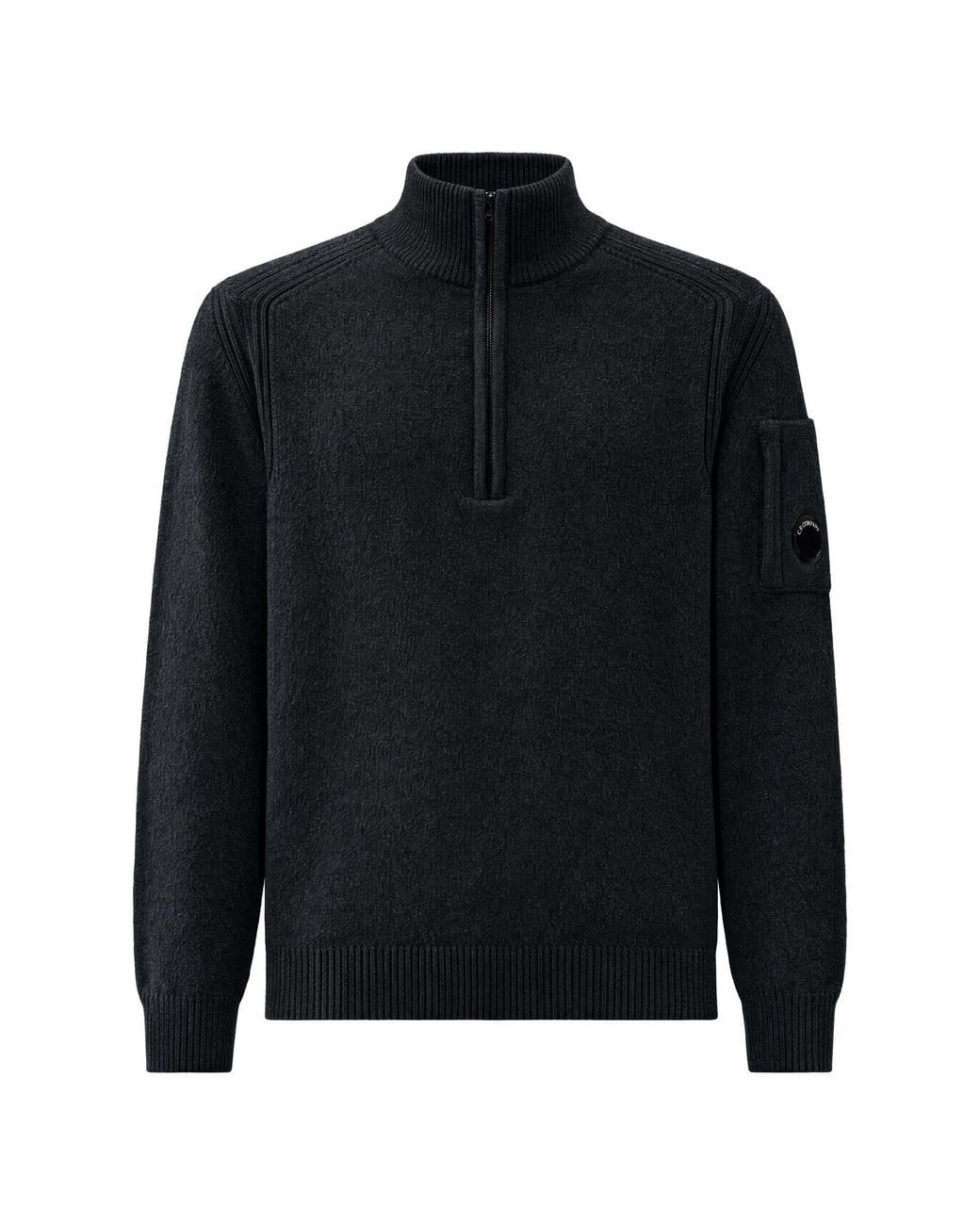 C P Company Blue High-Neck Wool-Blend Sweater Polyamide for men