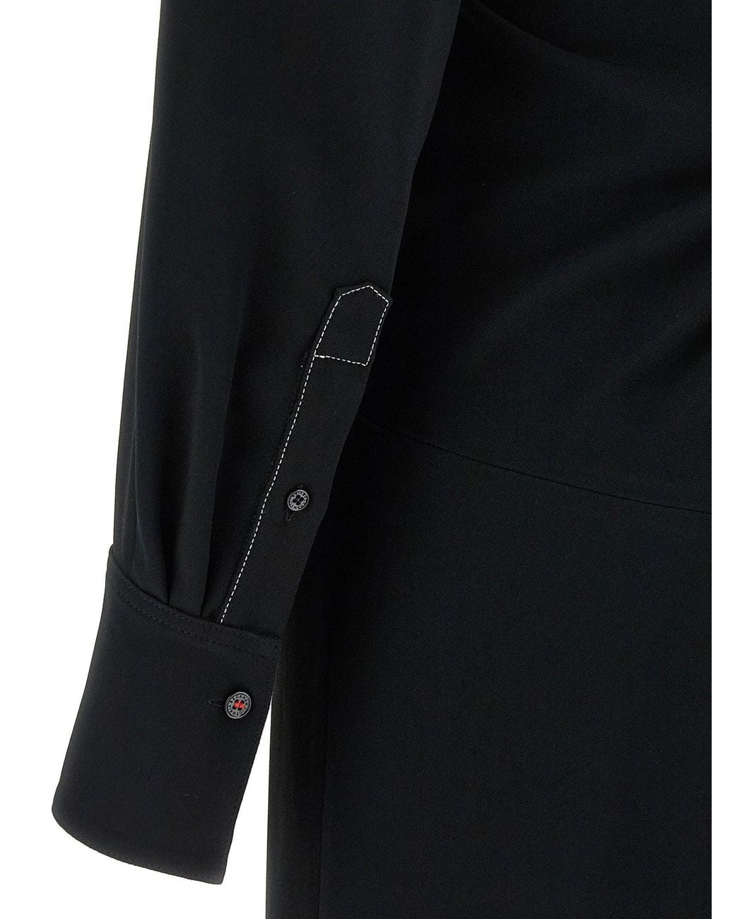 Victoria Beckham Black Polo Collar Midi Dress