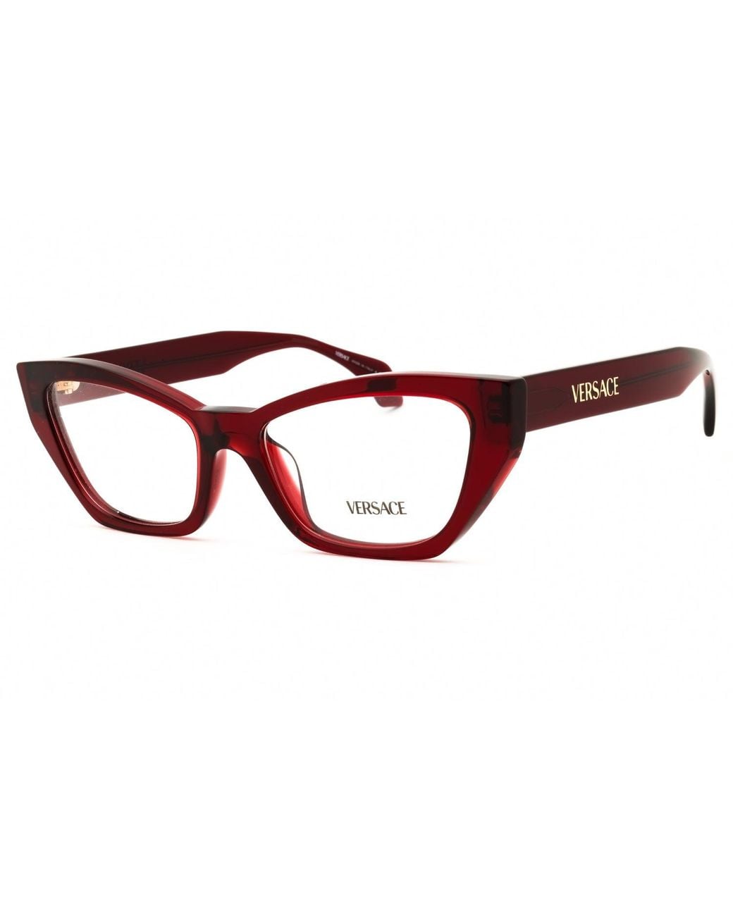 Versace Black Versace 0Ve3373U Cat Eye Acetate Eyeglasses — Burgundy