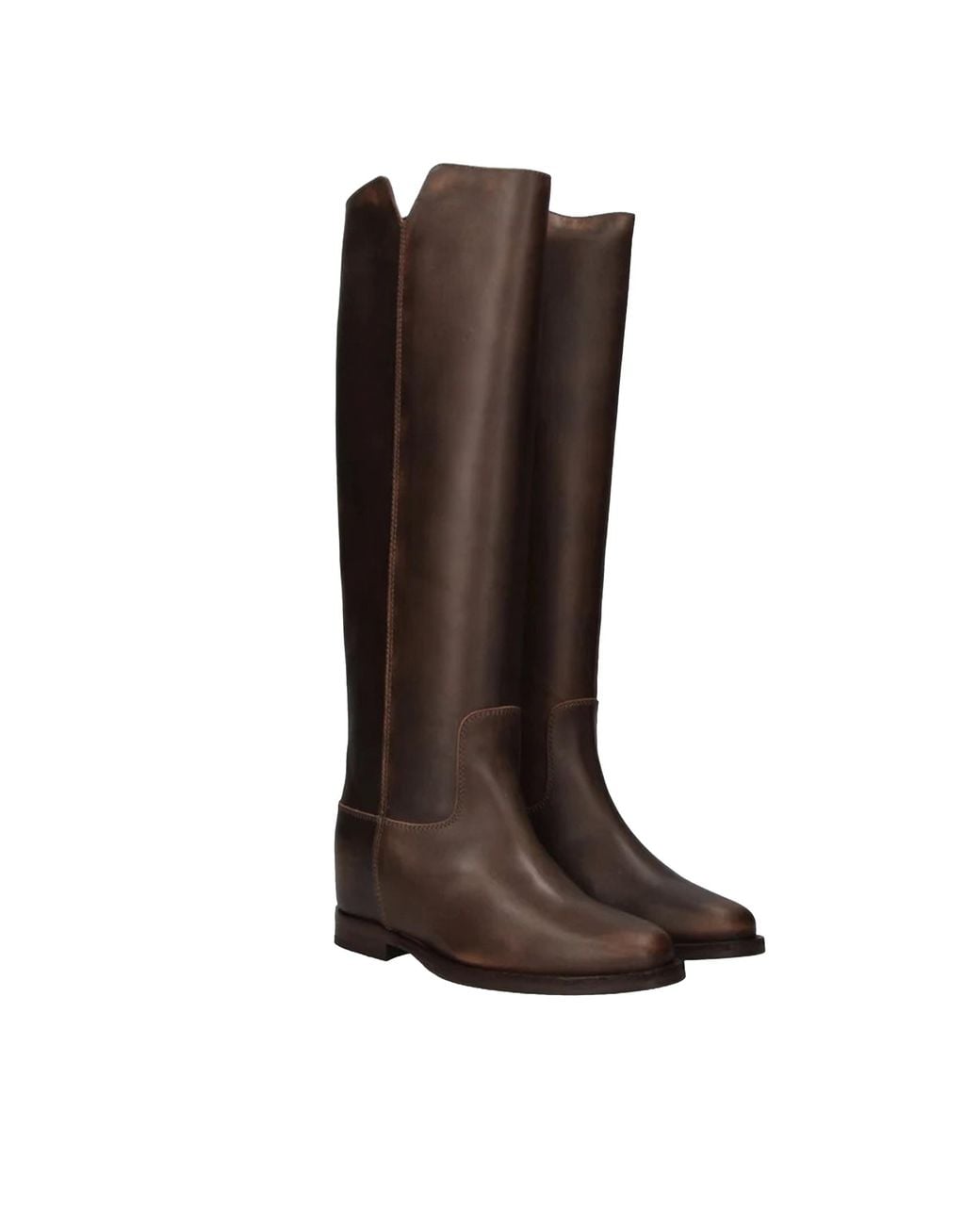Via Roma 15 Brown Pull-On Boots Smoke Upper: Leather; Sole: Rubber