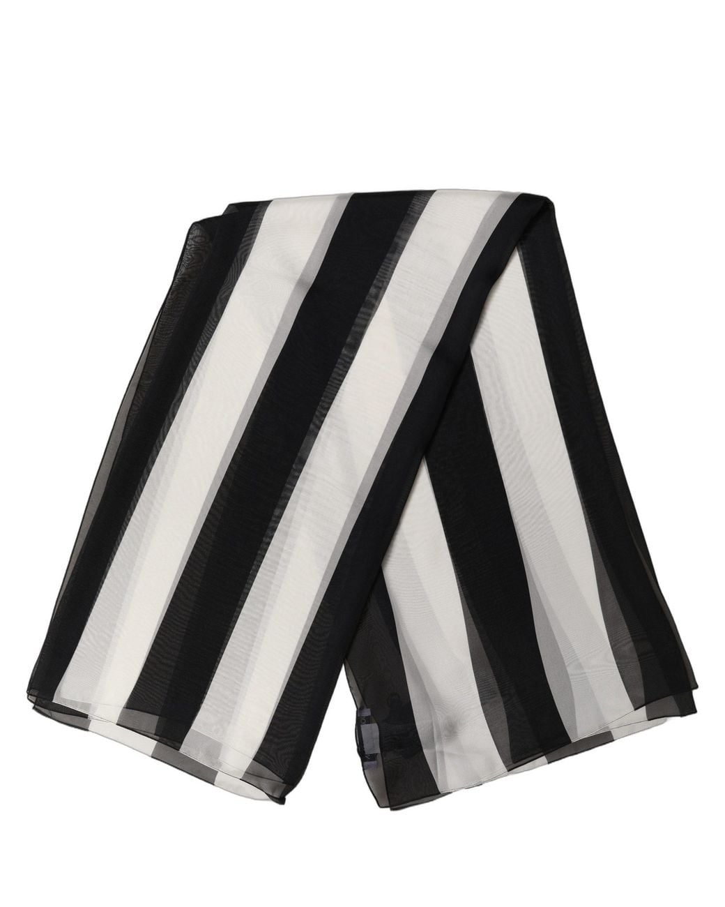 Dolce & Gabbana Gray Stripe Silk Square Foulard Scarf And