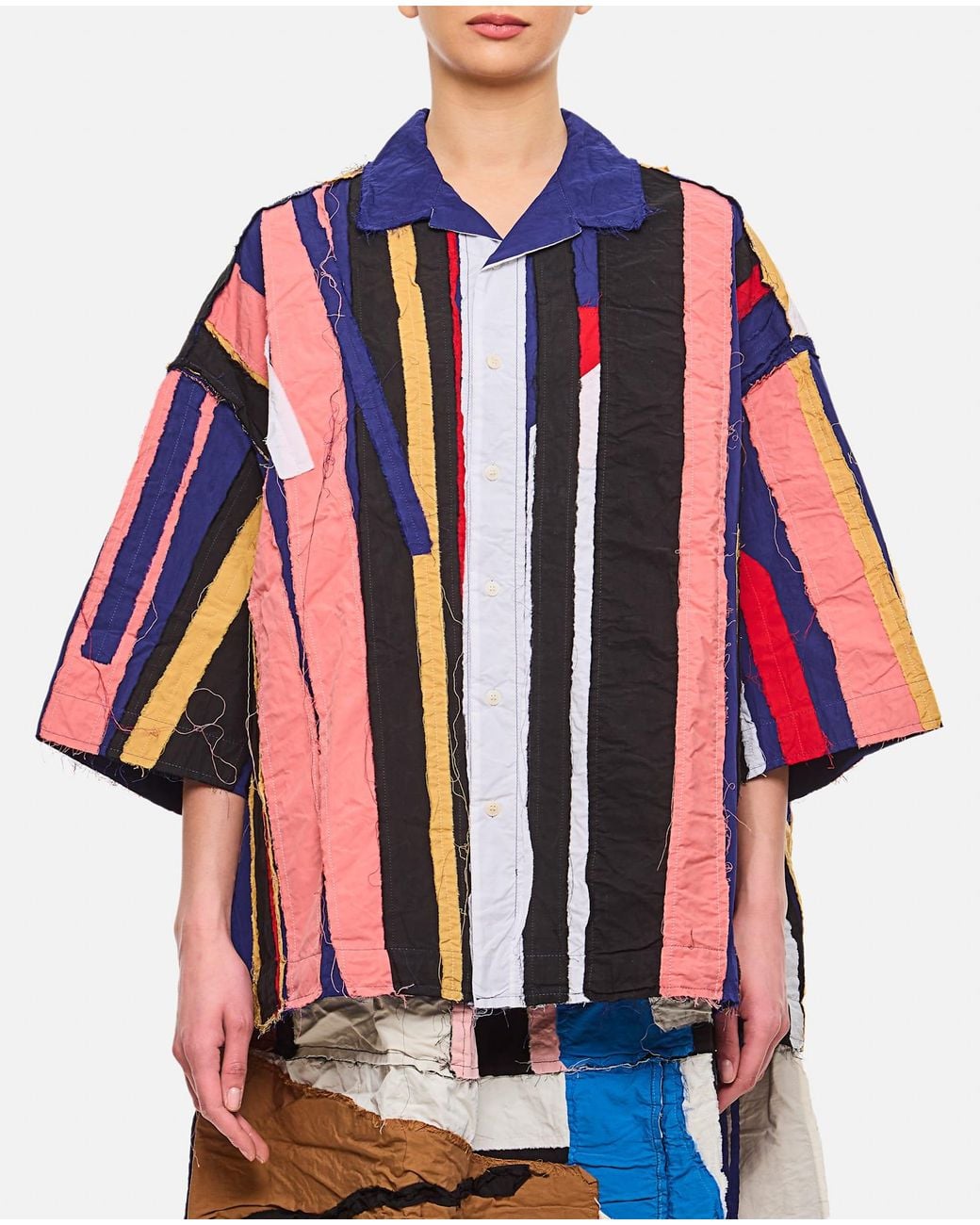 Casey Casey Red April Shirt-Stripe Patchwork