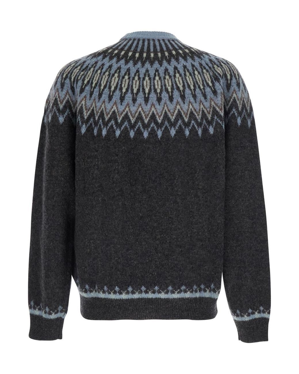 Roberto Collina Gray Roberto Collina Jacquard Wool Alpaca Crew Neck Sweater for men