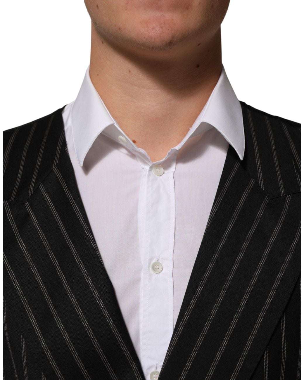 Dolce & Gabbana Black Stripes Wool Dress Waistcoat Vest Co+Wo for men