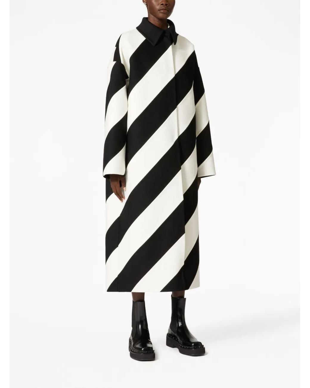 Valentino White Compact Drap Strhype Coat Clothing