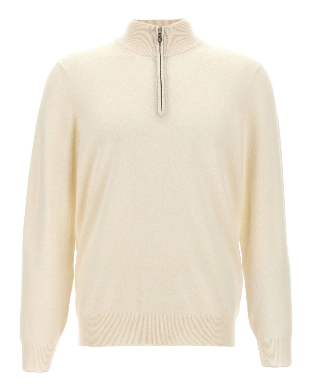 Brunello Cucinelli White Cashmere Sweater for men
