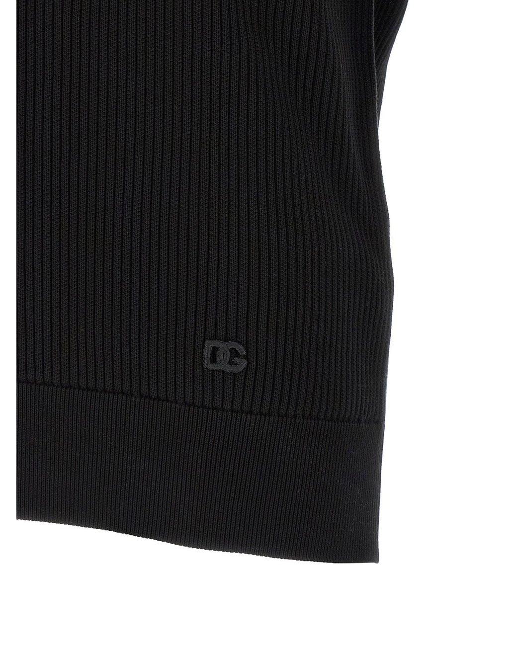Dolce & Gabbana Black Dolce & Gabbana Micro-Ribbed Cotton Polo Shirt