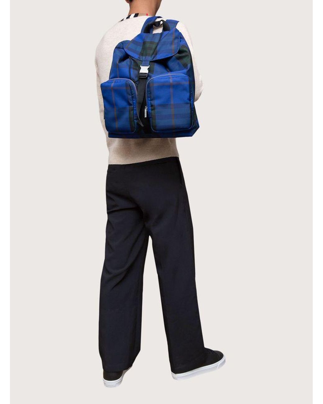 Burberry Blue Backpack Polyester Polyurethane for men