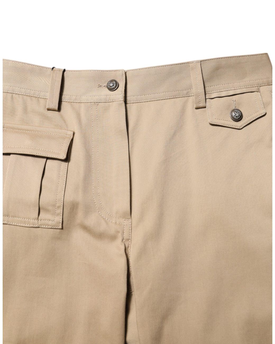Dolce & Gabbana Natural Beige Mid Waist Cargo Tapered Pants