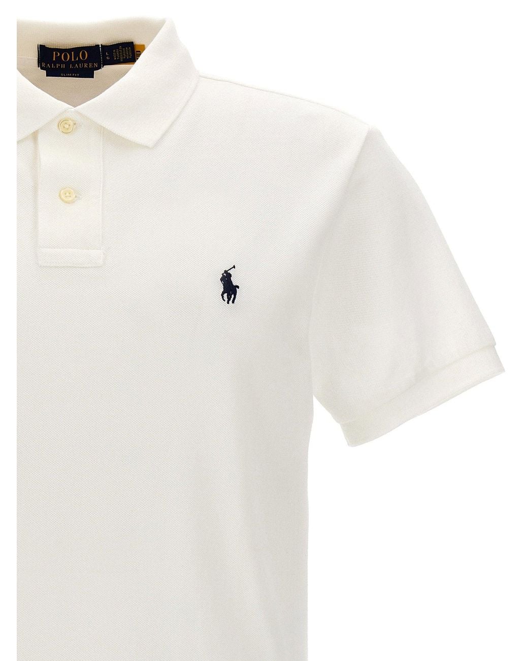 Polo Ralph Lauren White Logo-Embroidered Cotton Polo for men