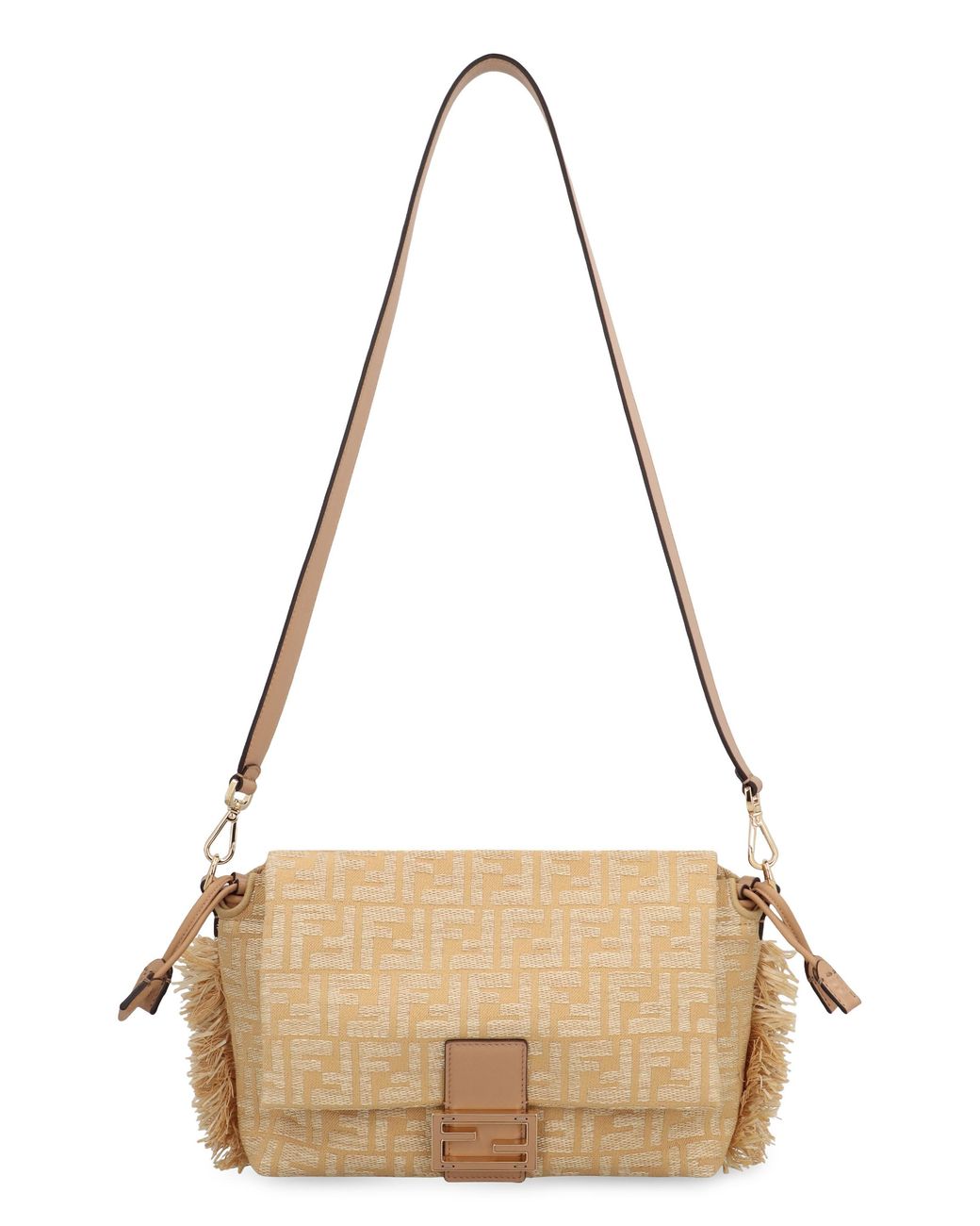 Fendi Brown Handbag Mamma Baguette Natural-Honey Polyamide Hand Bags