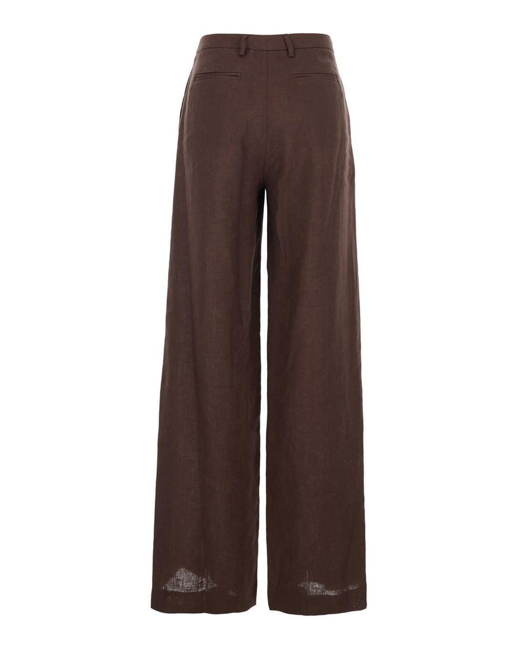 Le Plain Brown Wide-Leg Linen Pants For Trousers