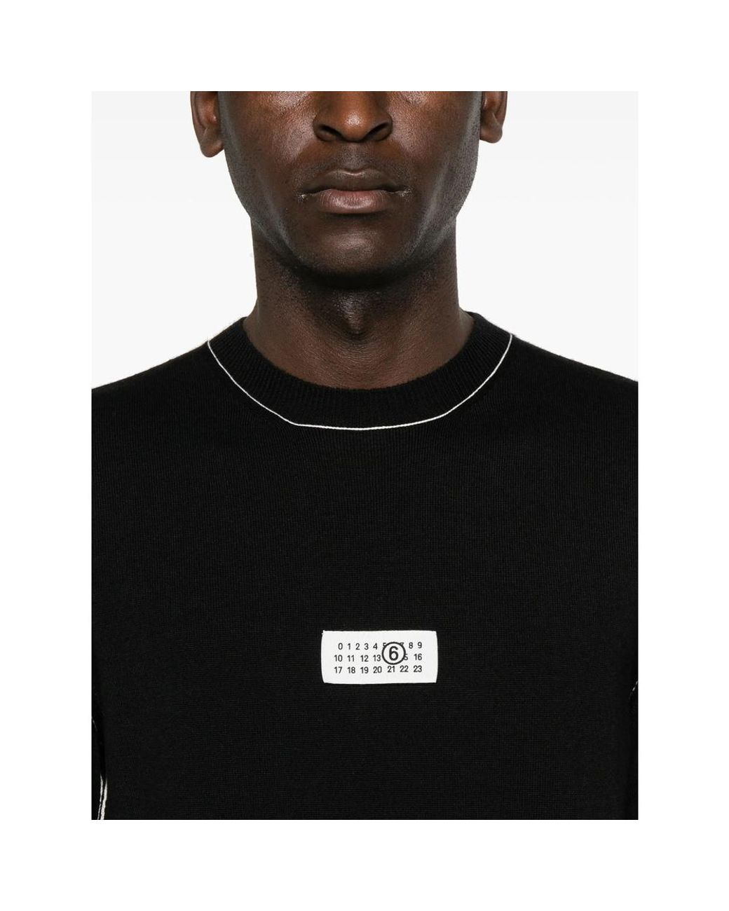 MM6 by Maison Margiela Black Numbers-Motif Fine-Knit Jumper for men