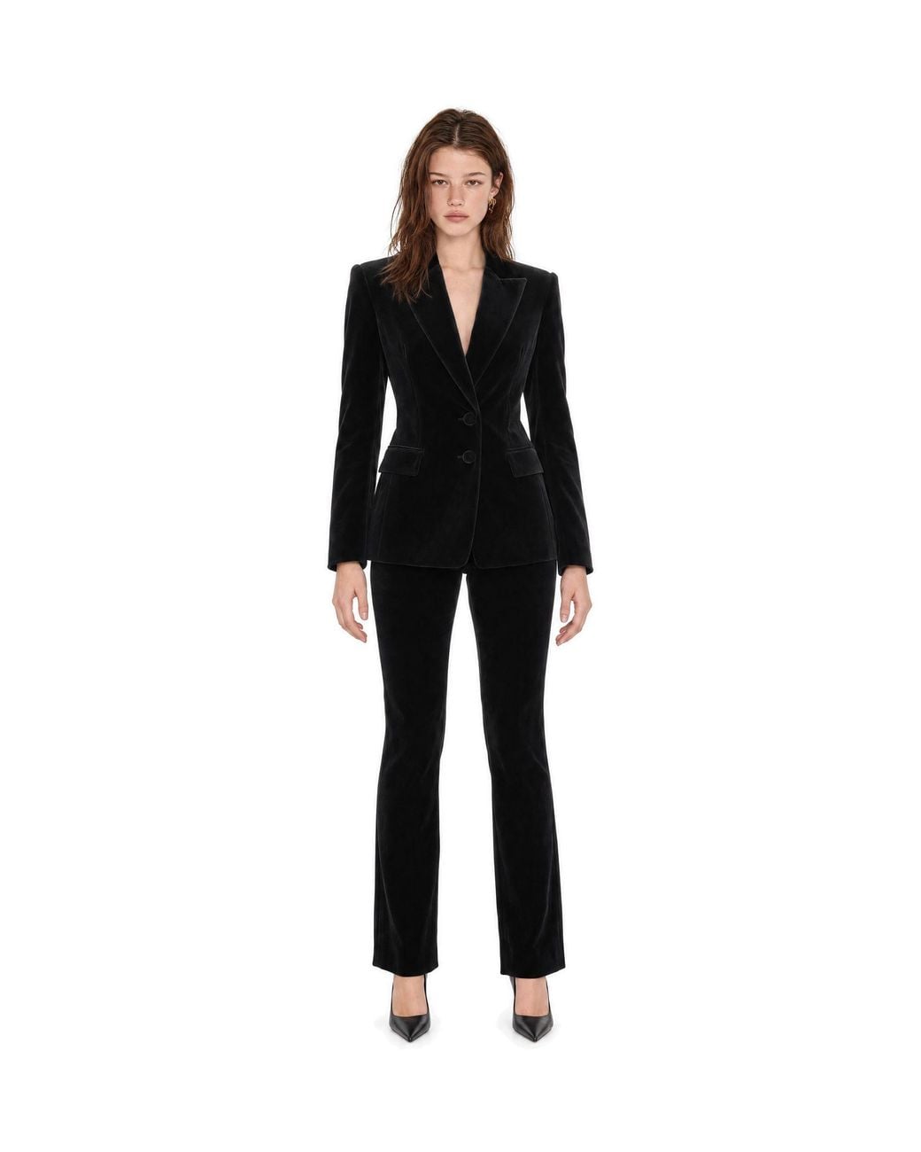 Patrizia Pepe Black Stretch Velvet Trousers Main Fabric: Polyester