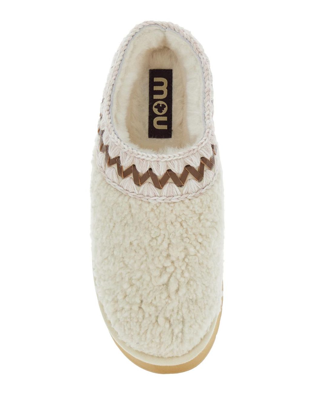 Mou White Mules With Braided Detail Sheep