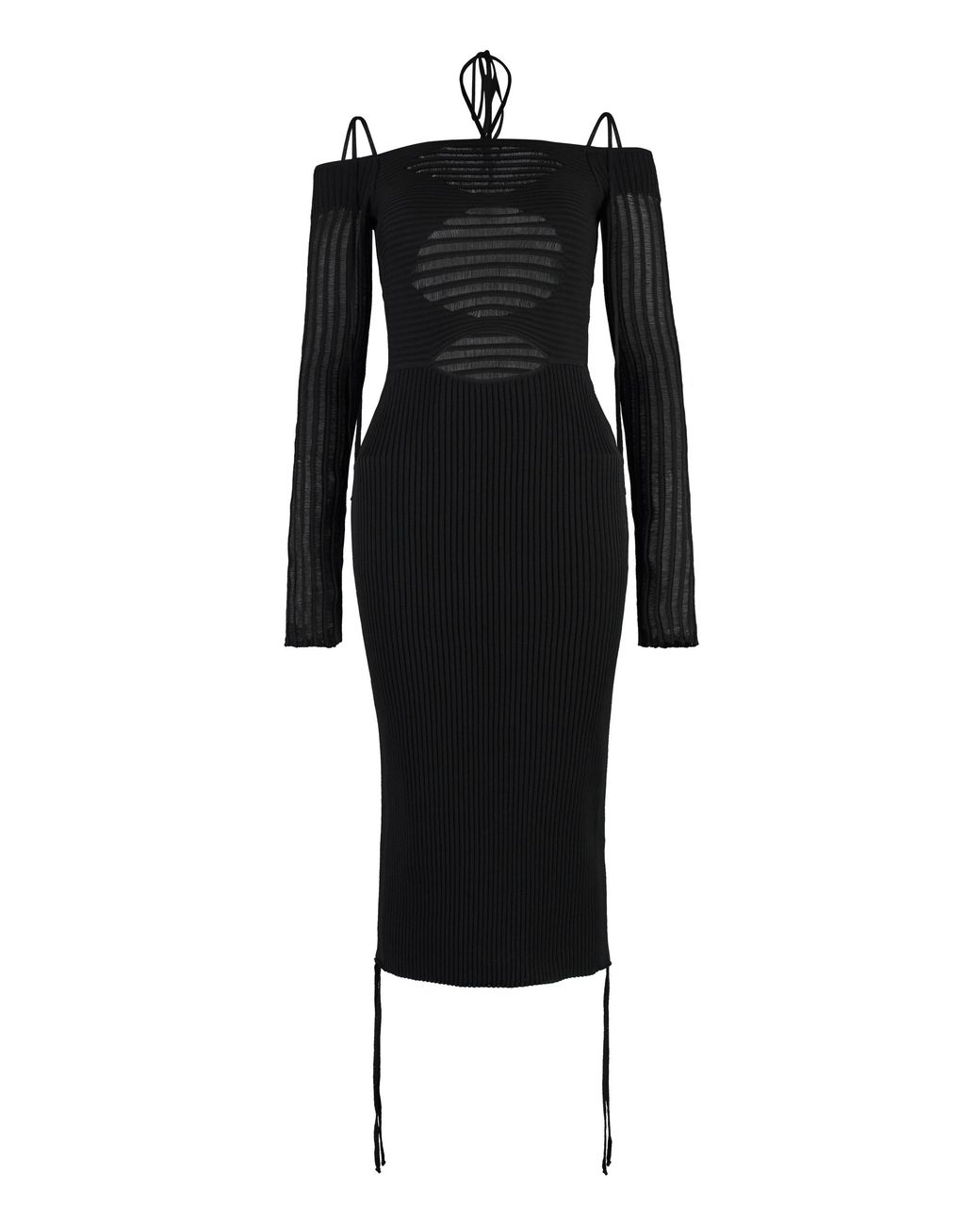 ANDREADAMO Black Ribbed Knit Dress Viscose