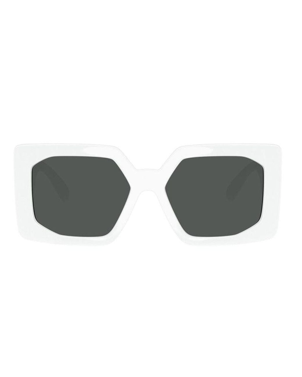 Versace White Square Full Rim, With A Frame And Dark Lens