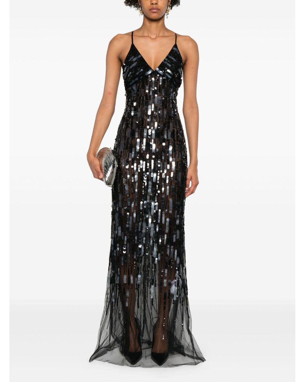 Elisabetta Franchi Black Sequin Embellished Dress