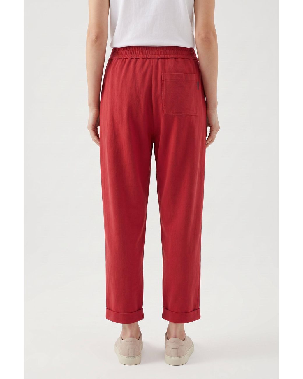 Brunello Cucinelli Red Relaxed Cotton Trousers