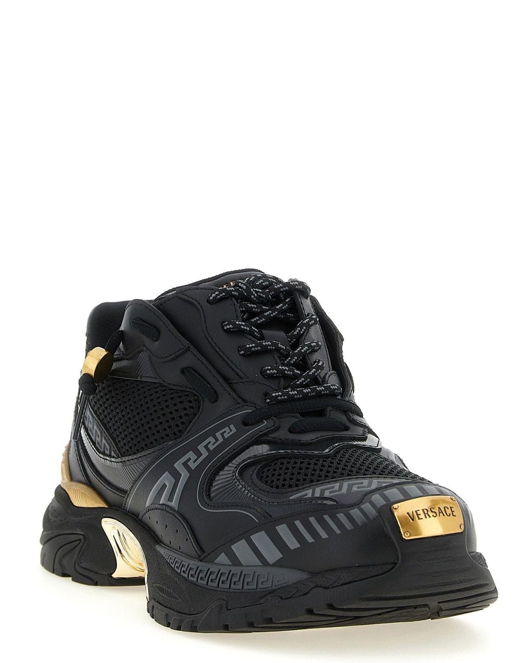 Versace Black Mesh And Leather With Medusa Detail Sneaker for men